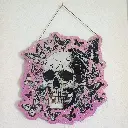blacksoulcreations-decoration-crâne-et-papillons-en-bois-avec-pierres-naturelles