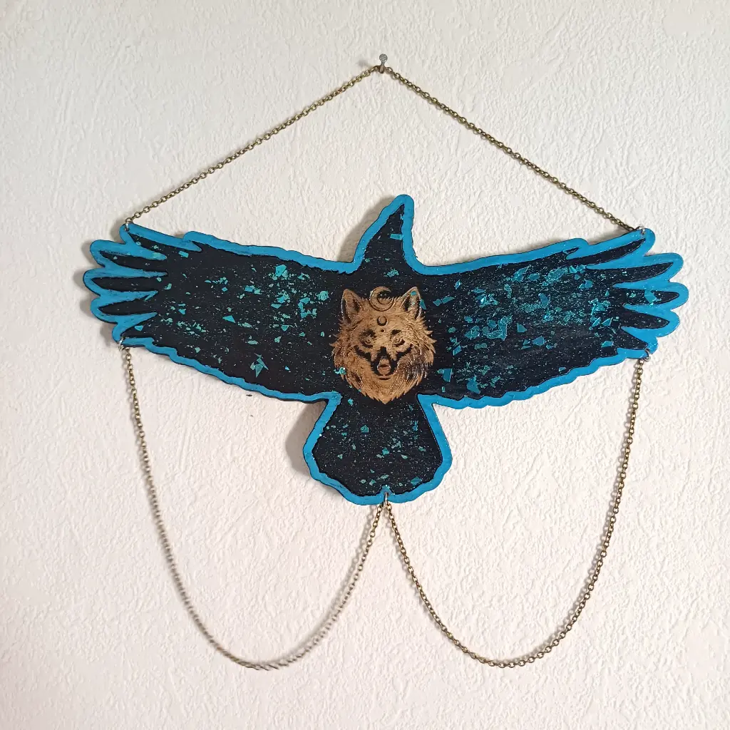 blacksoulcreations-decoration-corbeau-et-loup-en-bois