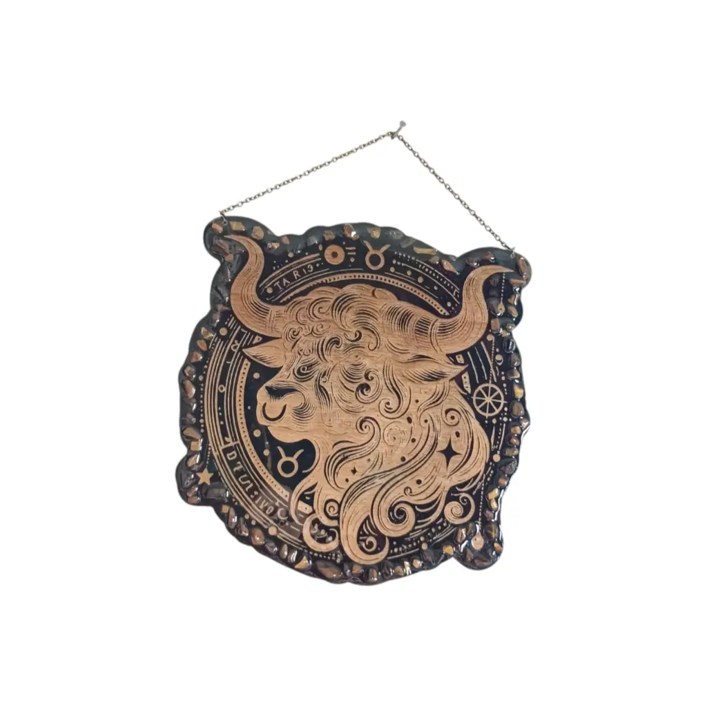 blacksoulcreations-decoration-signe-astrologique-bois-taureau-pierres-naturelles