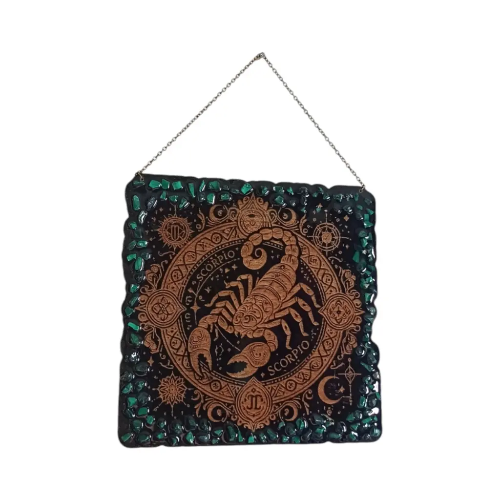 blacksoulcreations-decoration-signe-astrologique-bois-scorpion-pierres-naturelles