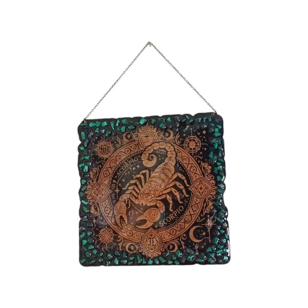 blacksoulcreations-decoration-signe-astrologique-bois-scorpion-pierres-naturelles