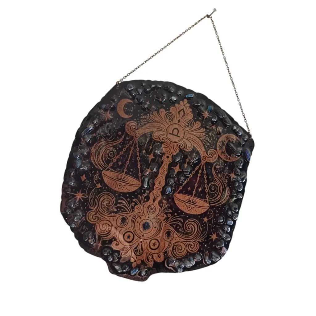 blacksoulcreations-decoration-signe-astrologique-balance-bois-pierres-naturelles