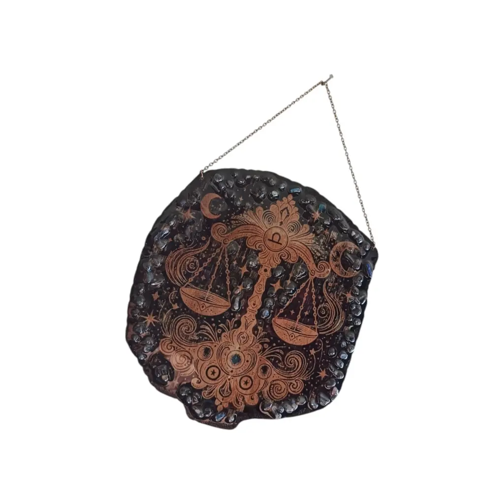 blacksoulcreations-decoration-signe-astrologique-balance-bois-pierres-naturelles