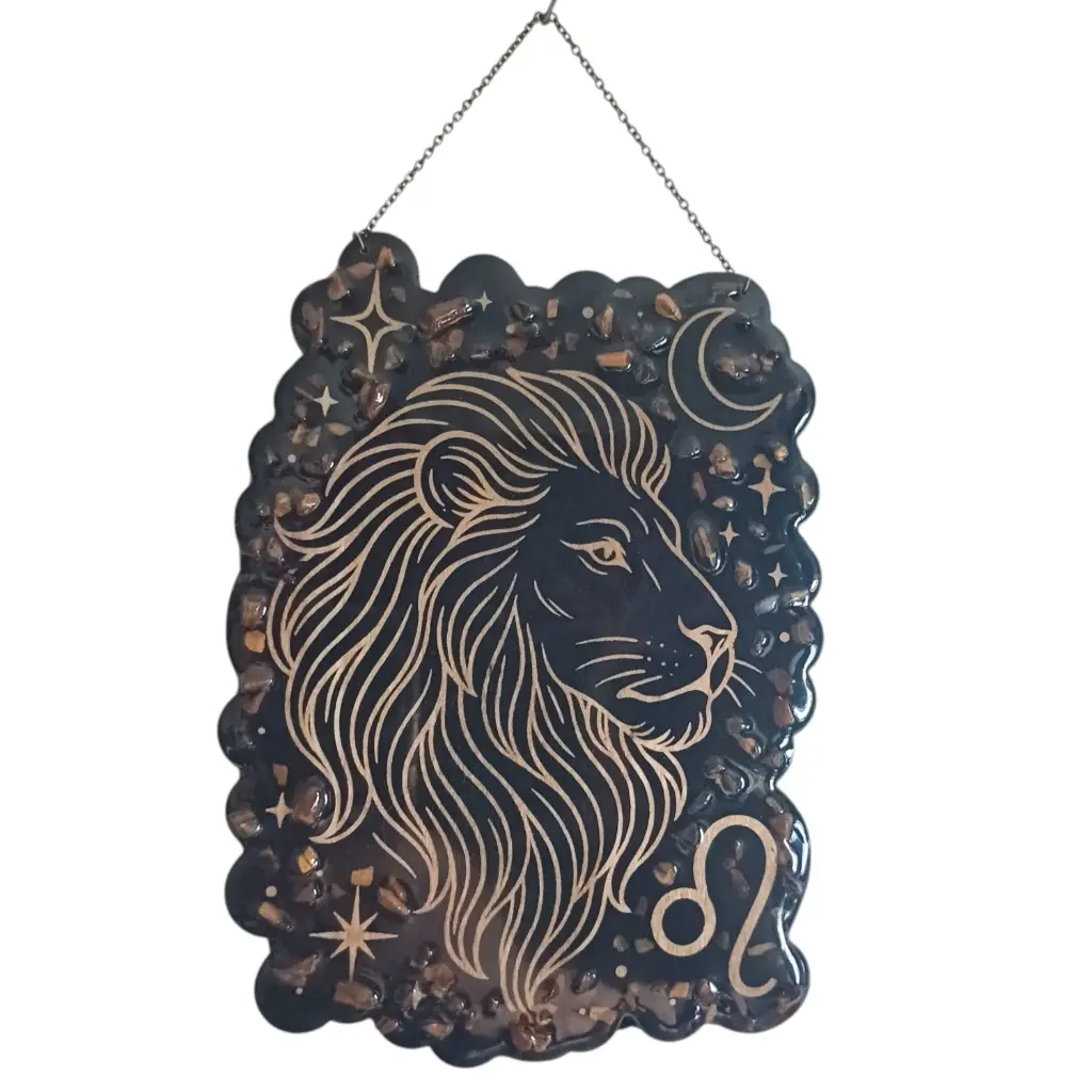 blacksoulcreations-decoration-signe-astrologie-lion-bois-pierres-naturelles