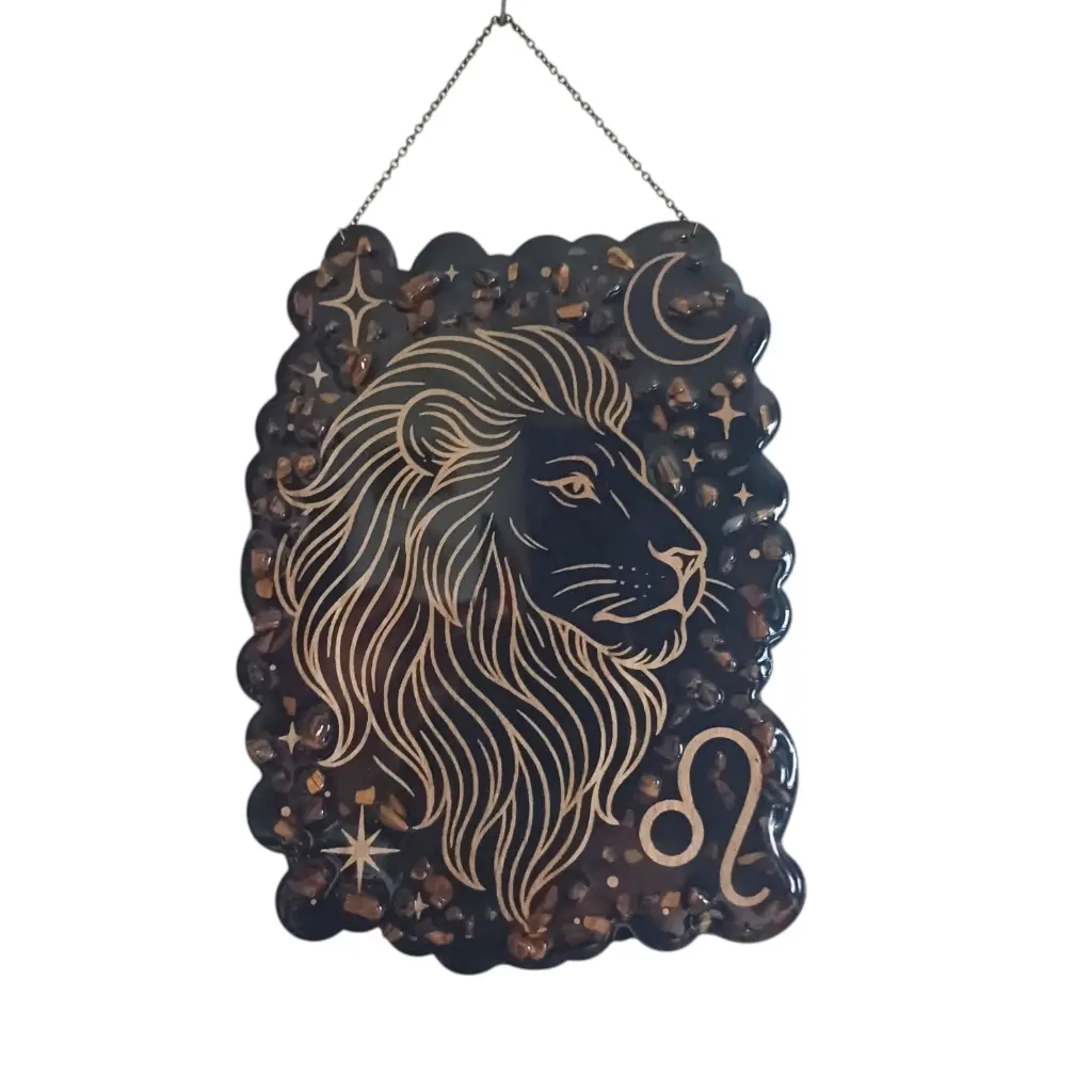 blacksoulcreations-decoration-signe-astrologie-lion-bois-pierres-naturelles