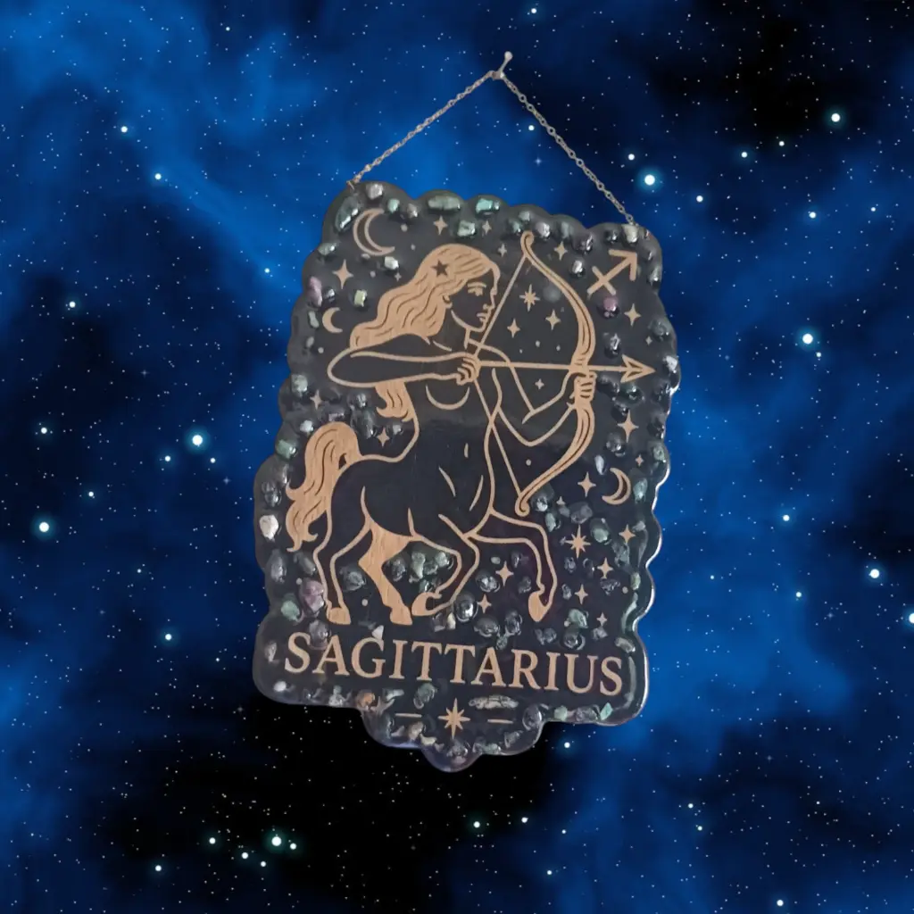 blacksoulcreations-decoration-signe-astrologie-sagittaire-bois-pierres-naturelles