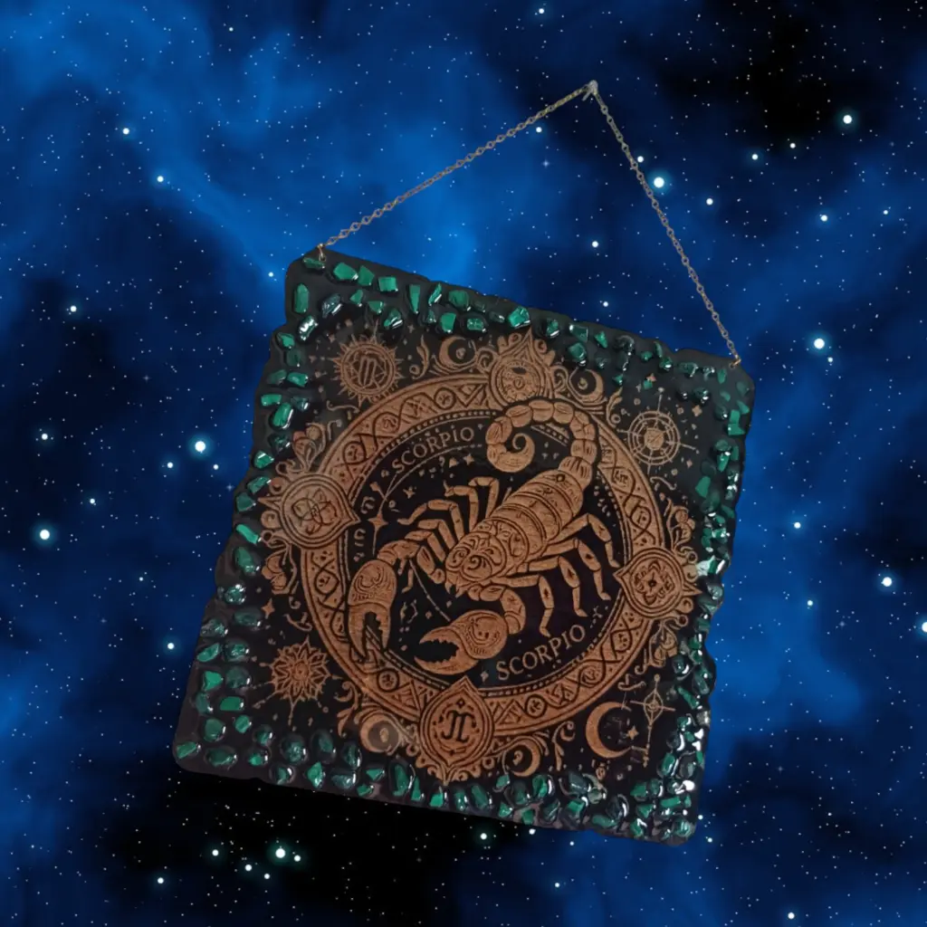 blacksoulcreations-decoration-signe-astrologique-bois-scorpion-pierres-naturelles