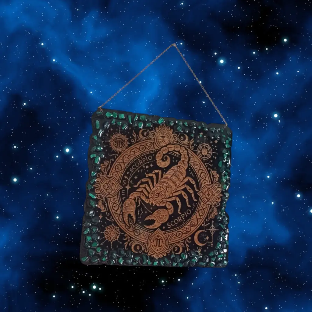 blacksoulcreations-decoration-signe-astrologique-bois-scorpion-pierres-naturelles