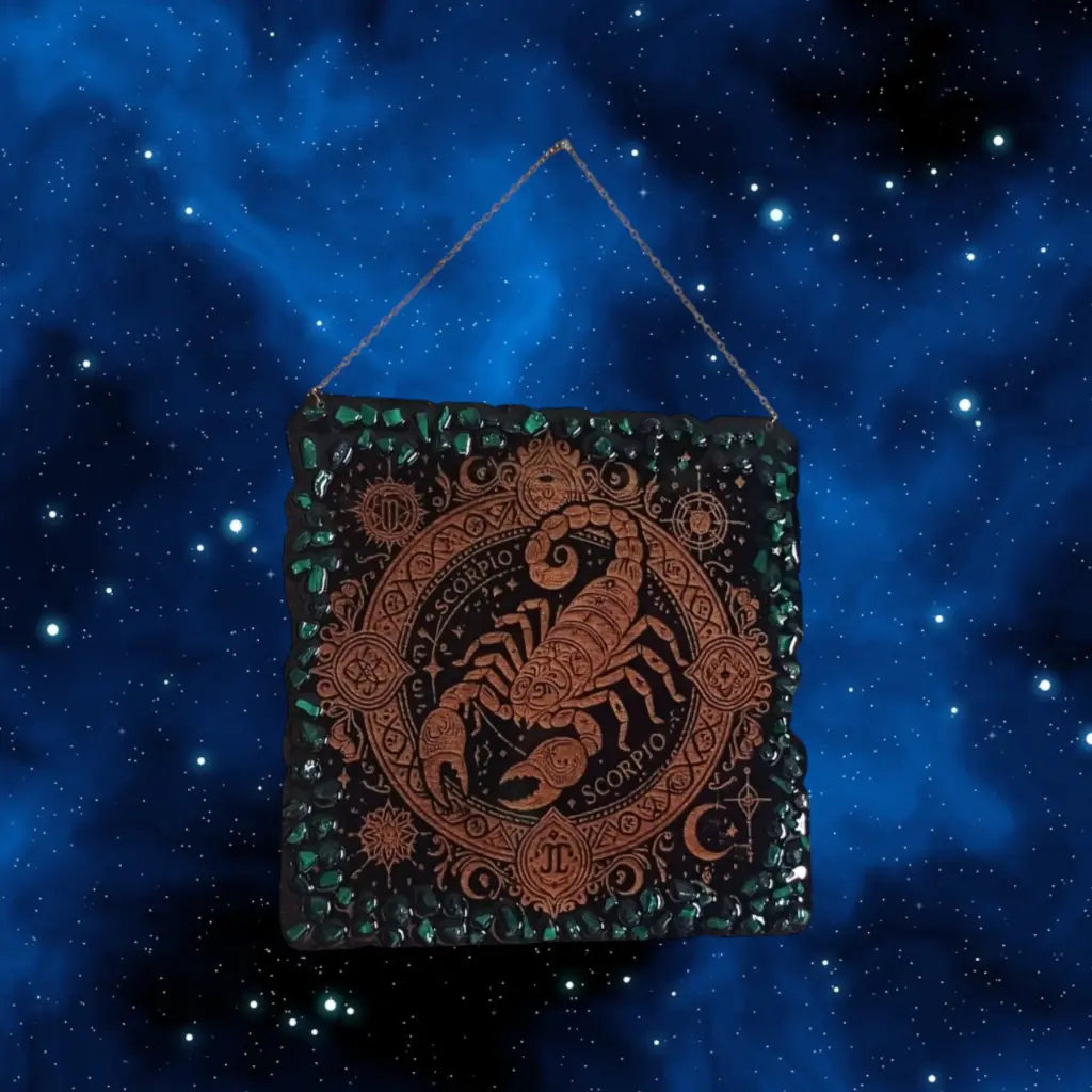 blacksoulcreations-decoration-signe-astrologique-bois-scorpion-pierres-naturelles