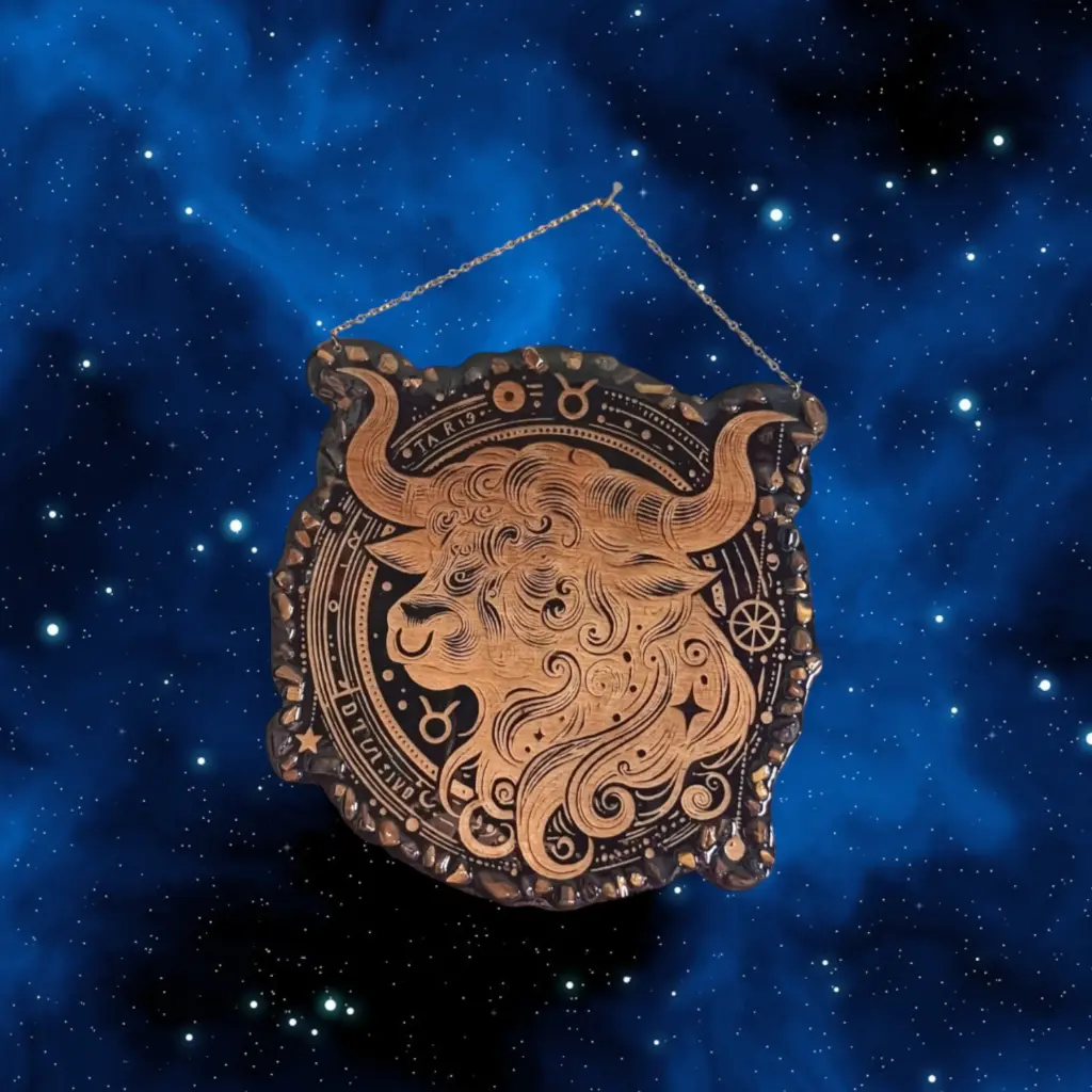 blacksoulcreations-decoration-signe-astrologique-bois-taureau-pierres-naturelles