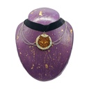 Wolf wooden engraved pendant with natural stones