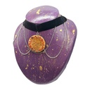 Lion wooden engraved pendant with natural stones
