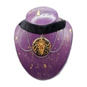 Raven Skull wooden engraved pendant and natural stones