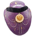 Macabre couple wooden engraved pendant with natural stones