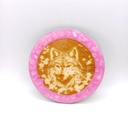 Wooden decoration Wolf and Sakura flower and natural stones