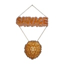 Décoration en bois lion avec pierres naturelles 