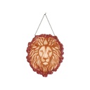 Décoration tête de lion en bois et pierres naturelles 