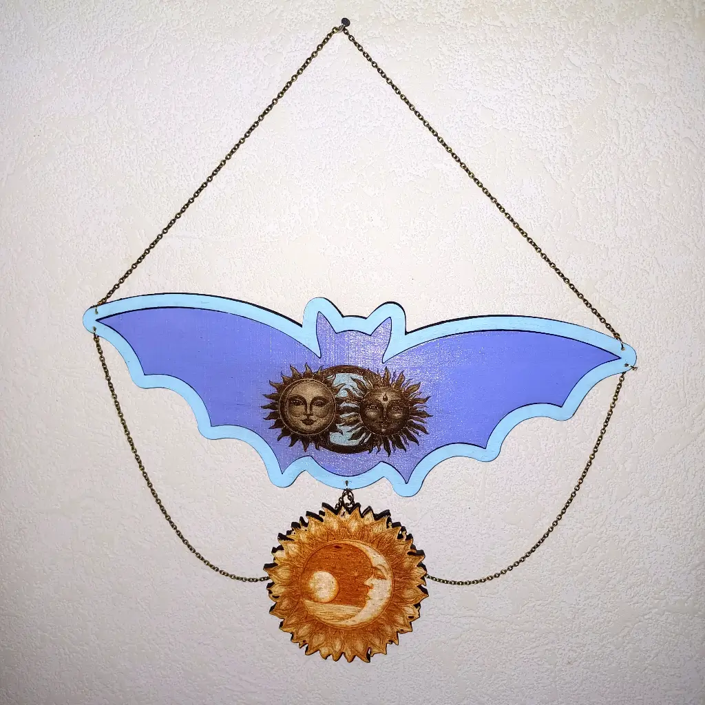 Décoration chauve-souris en bois  