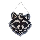 Raccoon wooden decoration with natural stones