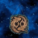 Pisces wooden astrological sign decoration with natural stones