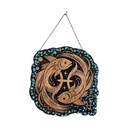 Pisces wooden astrological sign decoration with natural stones