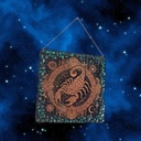 Wooden astrological sign decoration Scorpio and natural stones
