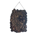 Décoration signe astrologique en bois Lion et pierres naturelles
