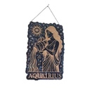 Décoration signe astrologique en bois Verseau avec pierres naturelles