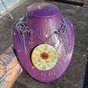 Pendant with wooden eyes and natural Aventurine stones