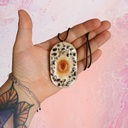 Talisman oeil de bois et pierre naturelles obsidienne 