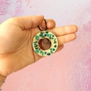 Talisman oeil de bois et pierres naturelles Malachite 
