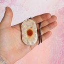 Talisman oeil de bois et pierres naturelles Jade violette 