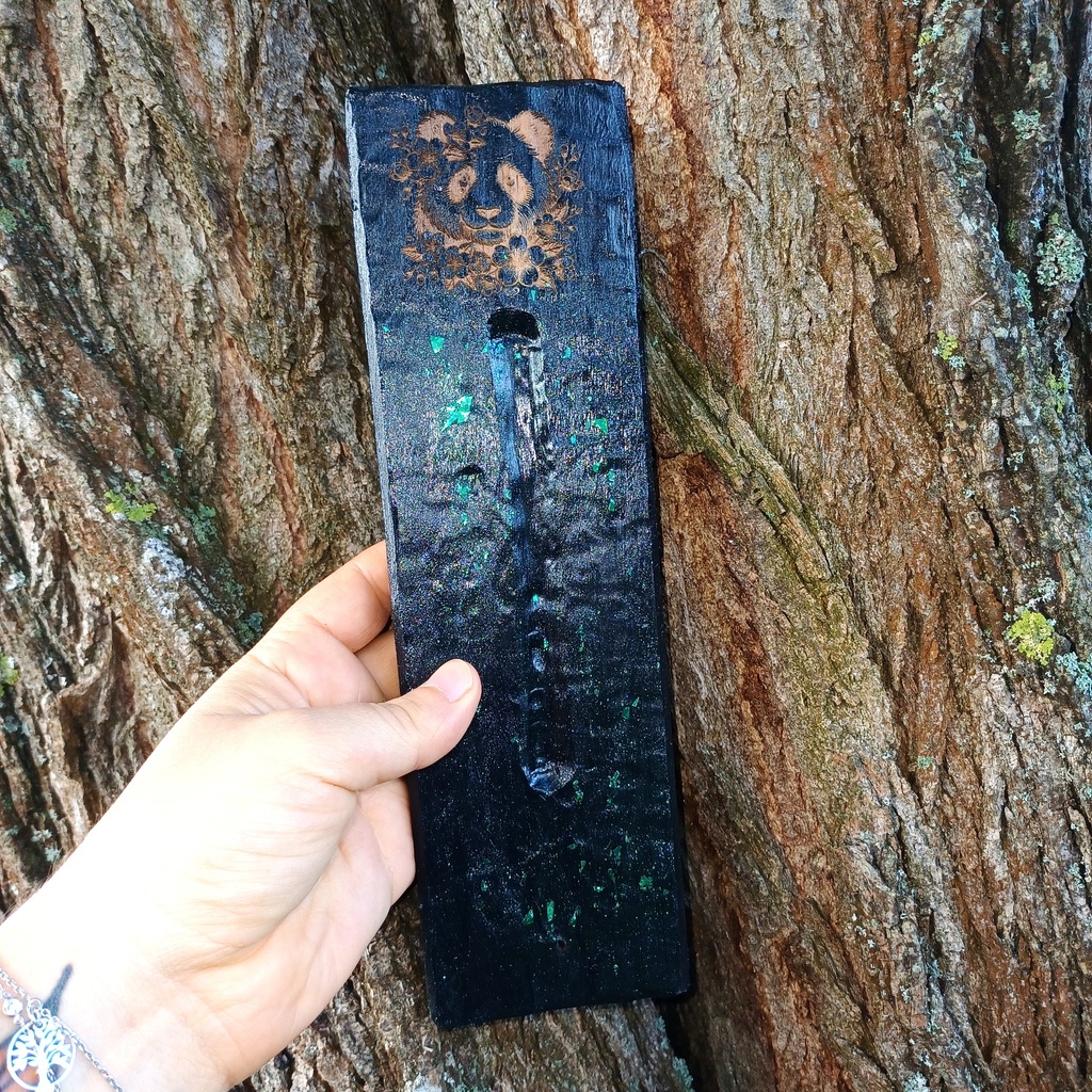 Panda wooden incense holder