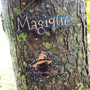 Wooden frog decoration with natural stones 