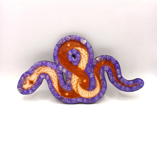 Porte-encens serpent en bois avec pierres naturelles