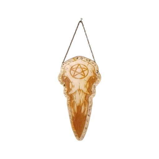 Raven skull wooden decoration
