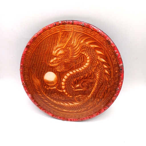 Décoration en bois dragon japonais avec pierres naturelles