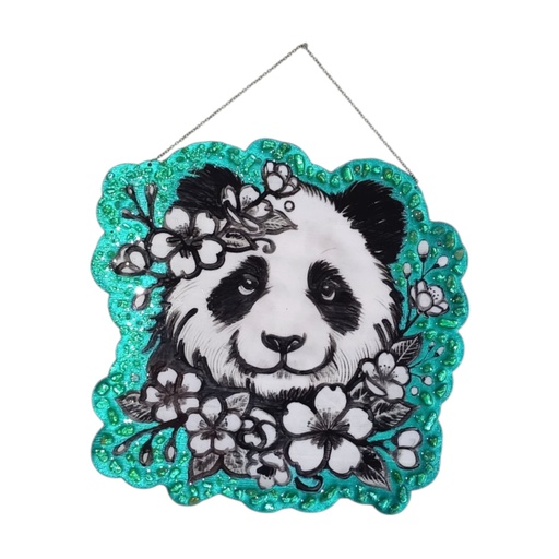 Panda wooden decoration and natural stones
