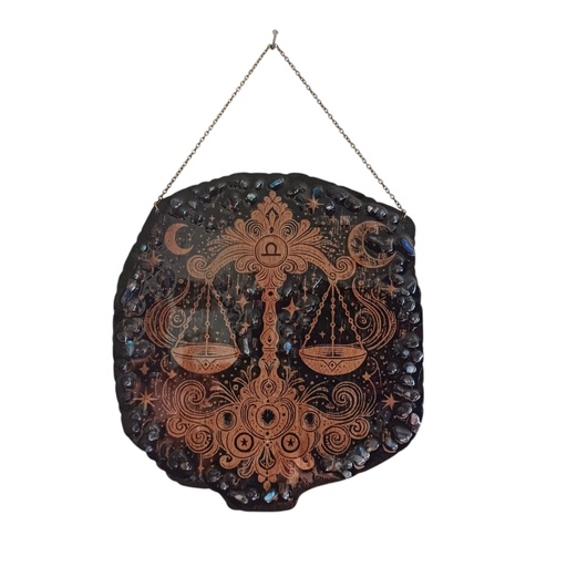 Décoration signe astrologique en bois Balance 