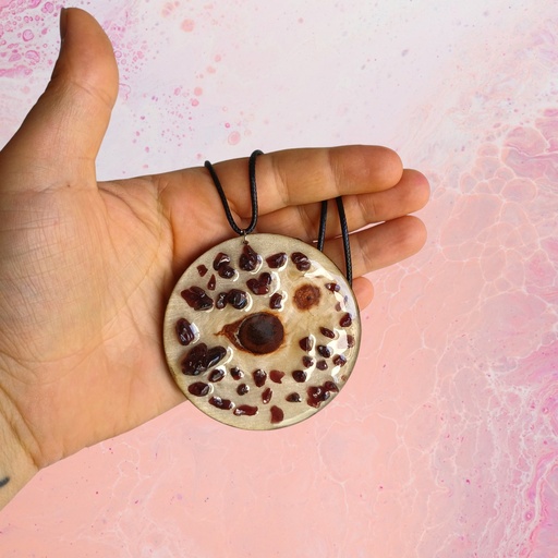 Wooden Eye Talisman with natural stones Garnet