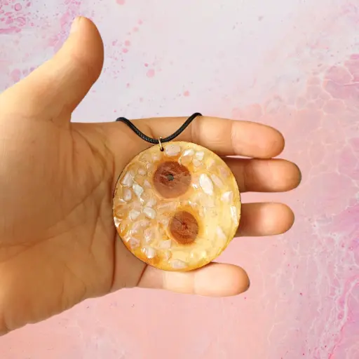 wooden eye talisman natural stones purple jade